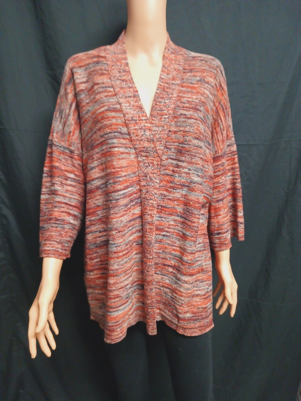 J. Jill Marled V-Neck Sweater in Rust and Gray